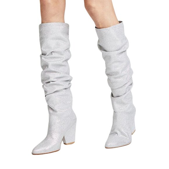 Stuart Weitzman Shoes - Stuart Weitzman Smashing Silver Disco High Heel Boots 39.5